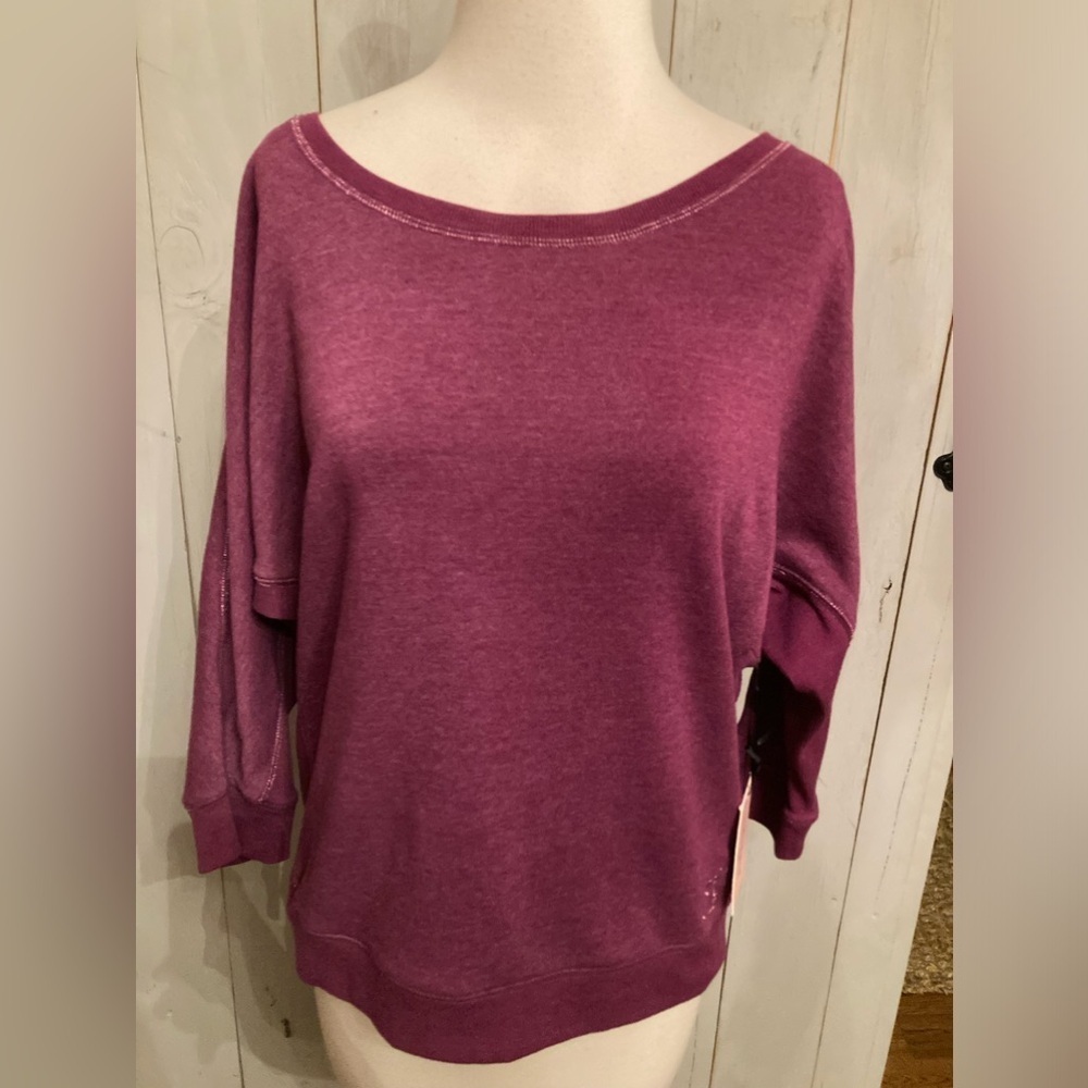 Juicy Couture Raspberry Purple Lace Up Back Terry Sweatshirt 3/4 Sleeve Lg New‎